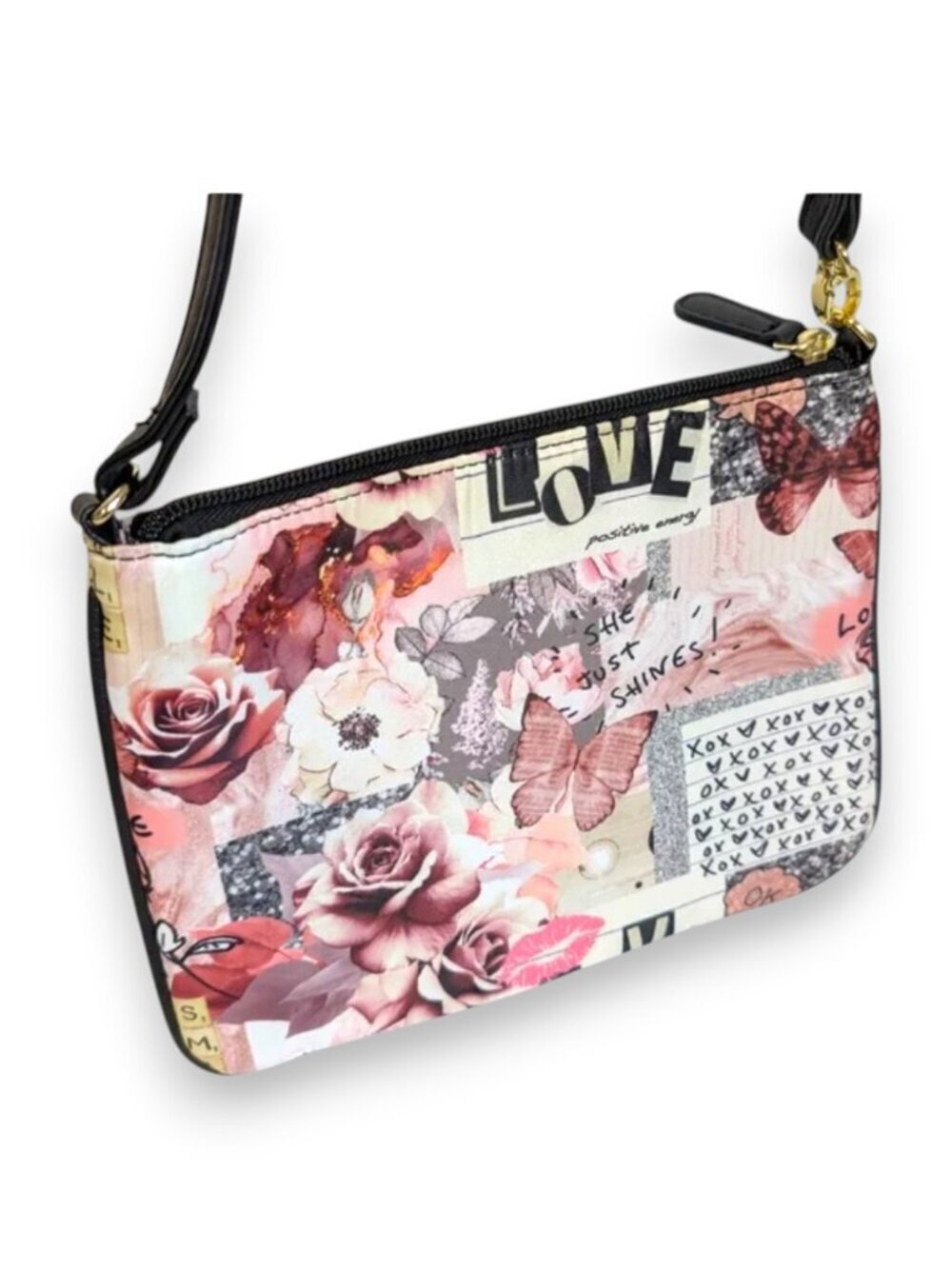 Betsey Johnson Floral Butterfly Love She Just Shines Bag / Pouch EUC - Picture 2 of 13